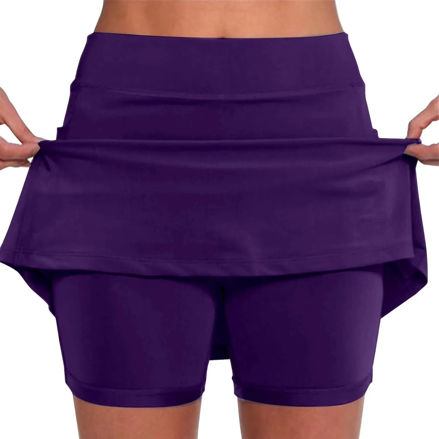 Skirts for Women Trendy Summer Stretch Yoga Culottes Solid Color Athletic Shorts High Waist Lightweight Elastic Joggers Skirt