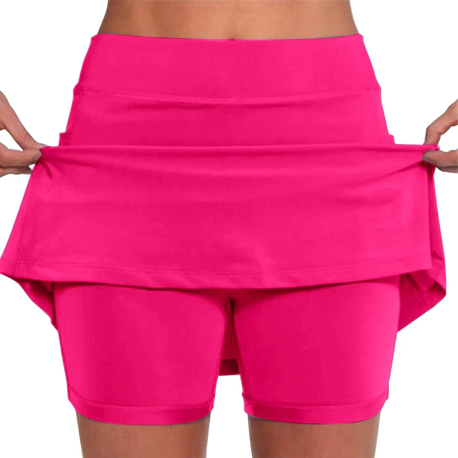 Skirts for Women Trendy Summer Stretch Yoga Culottes Solid Color Athletic Shorts High Waist Lightweight Elastic Joggers Skirt