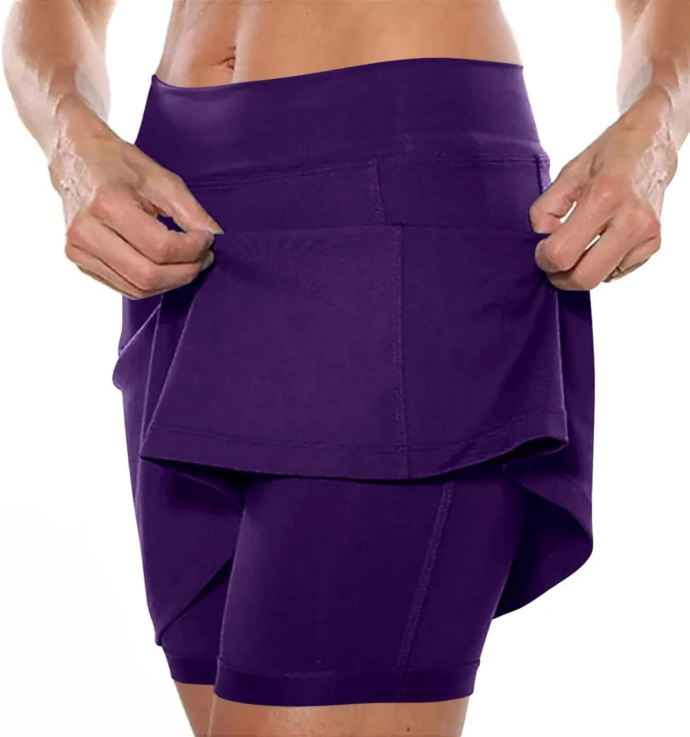 Skirts for Women Trendy Summer Stretch Yoga Culottes Solid Color Athletic Shorts High Waist Lightweight Elastic Joggers Skirt