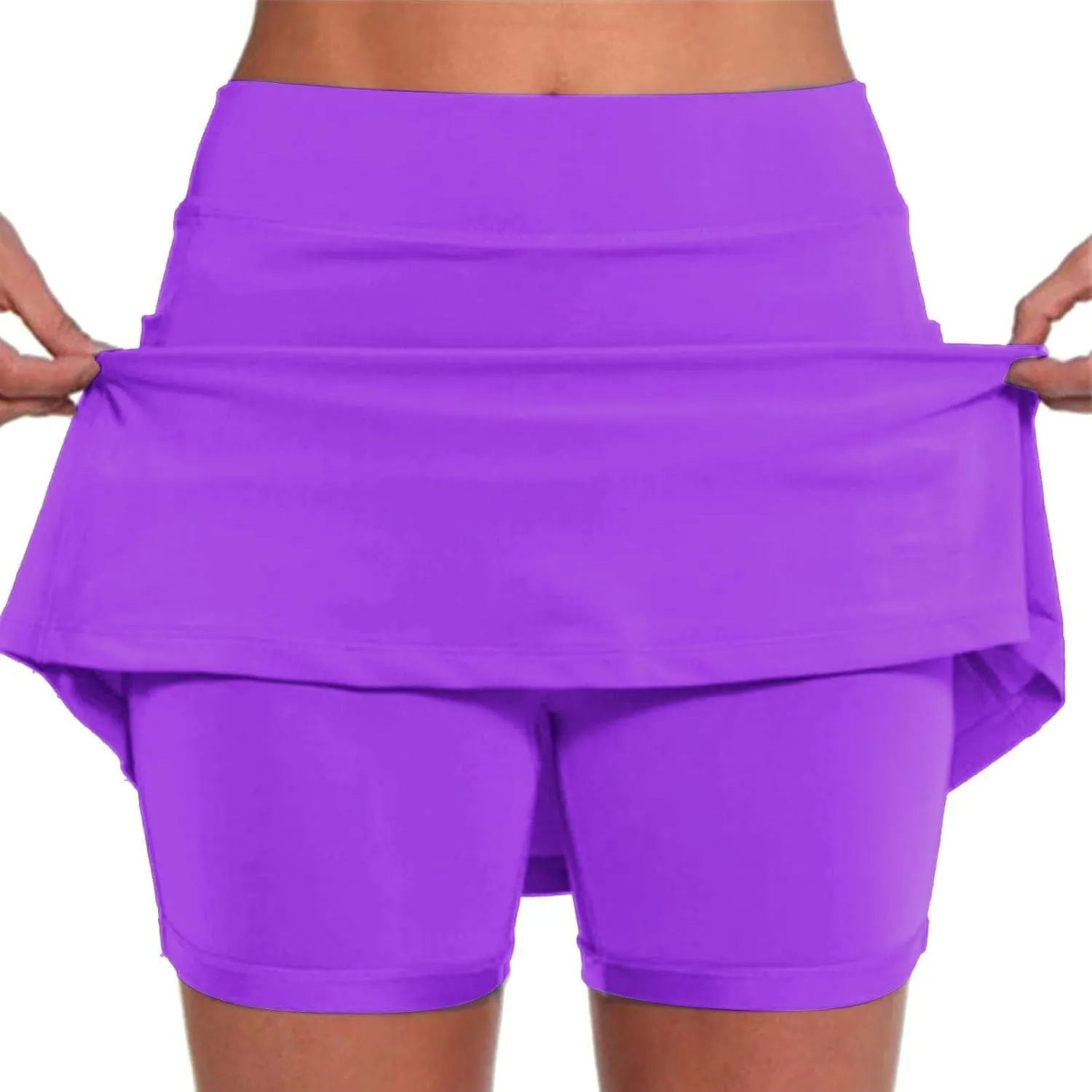 Skorts for Woman Athletic Yoga Culottes Tummy Control High Waist Shorts Running Gym Workout Skirt with Pockets