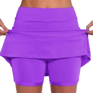Skorts for Woman Athletic Yoga Culottes Tummy Control High Waist Shorts Running Gym Workout Skirt with Pockets