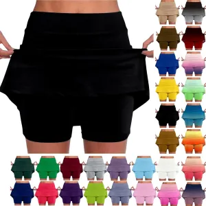Skorts for Women with Pockets 2025 Tummy Control Tennis Golf Skorts Plus Size Culottes High Waist Athletic Skirts