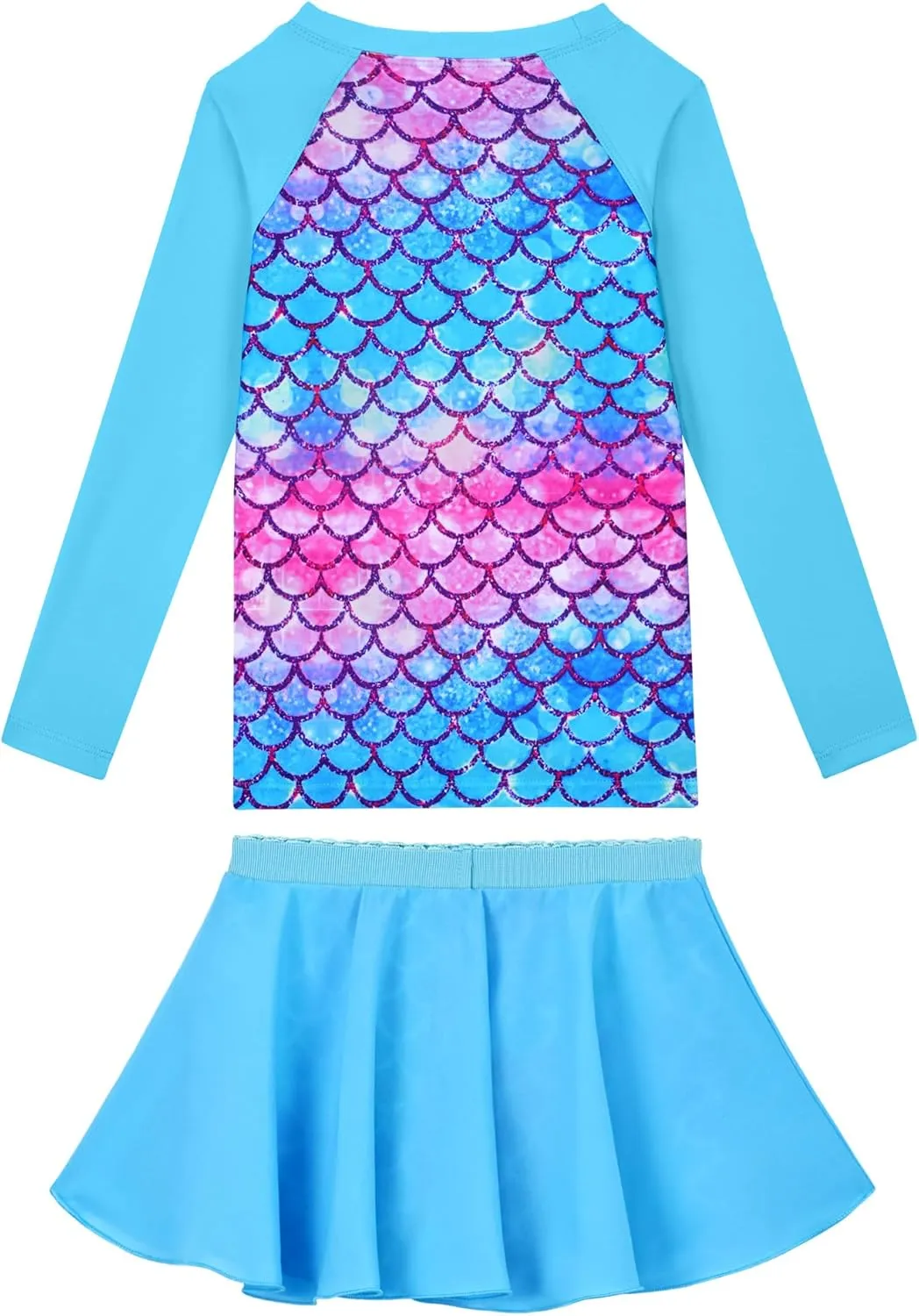 Snowheart Girls Rash Guard Swimsuit Set Long Sleeve Bathing Suit Two Piece 3-12 Years