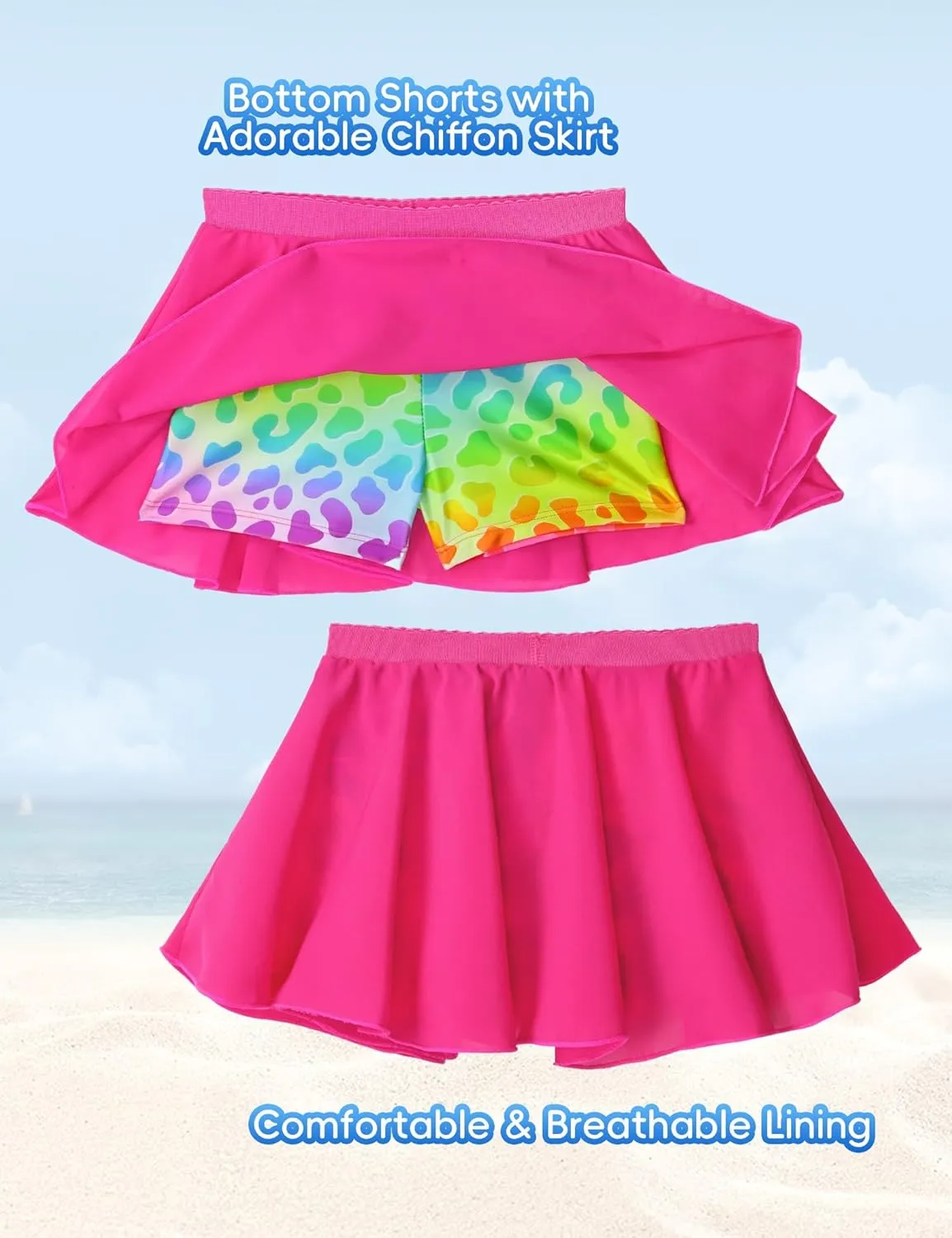 Snowheart Girls Rash Guard Swimsuit Set Long Sleeve Bathing Suit Two Piece 3-12 Years