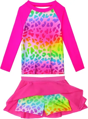 Snowheart Girls Rash Guard Swimsuit Set Long Sleeve Bathing Suit Two Piece 3-12 Years