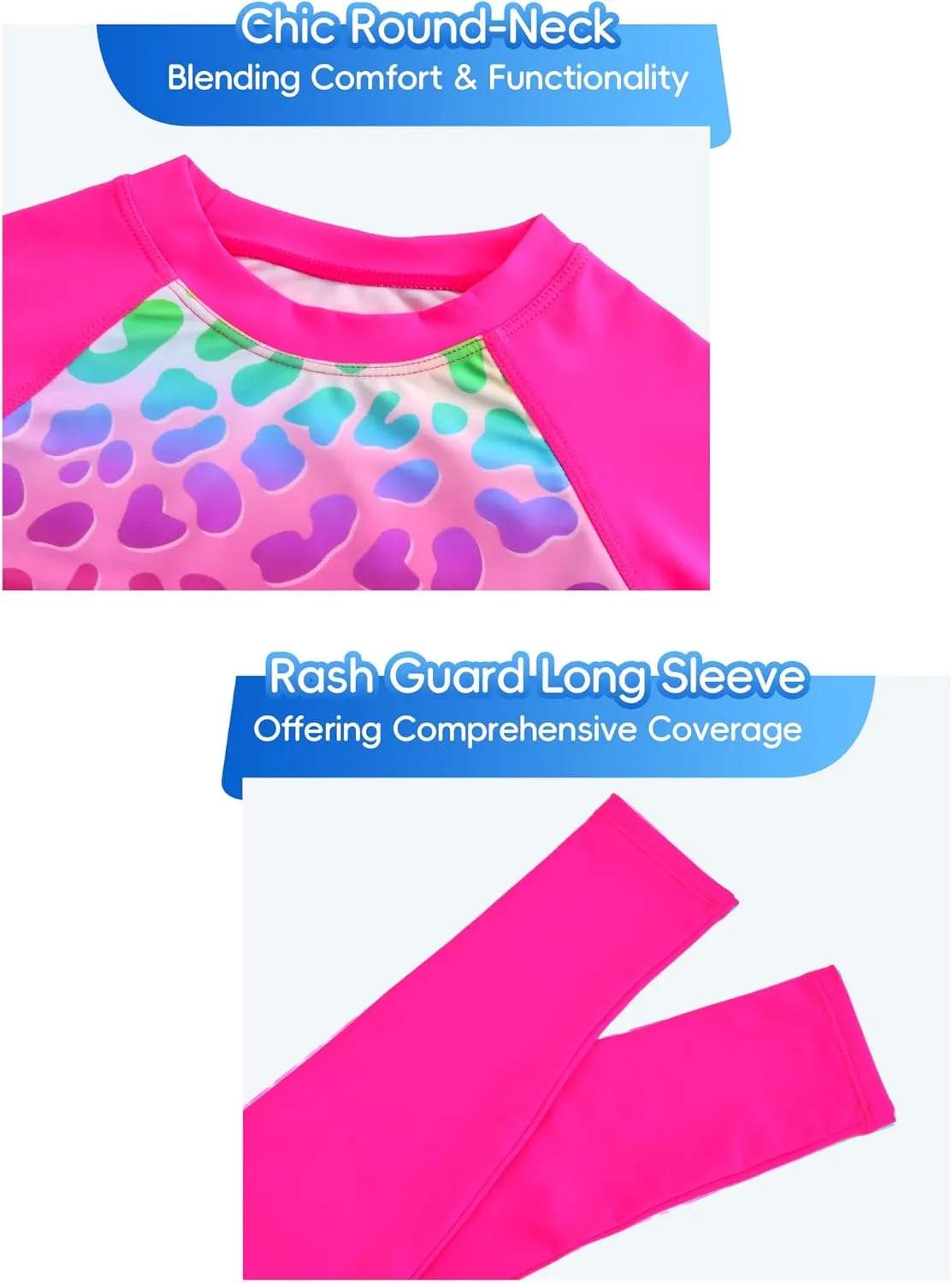 Snowheart Girls Rash Guard Swimsuit Set Long Sleeve Bathing Suit Two Piece 3-12 Years