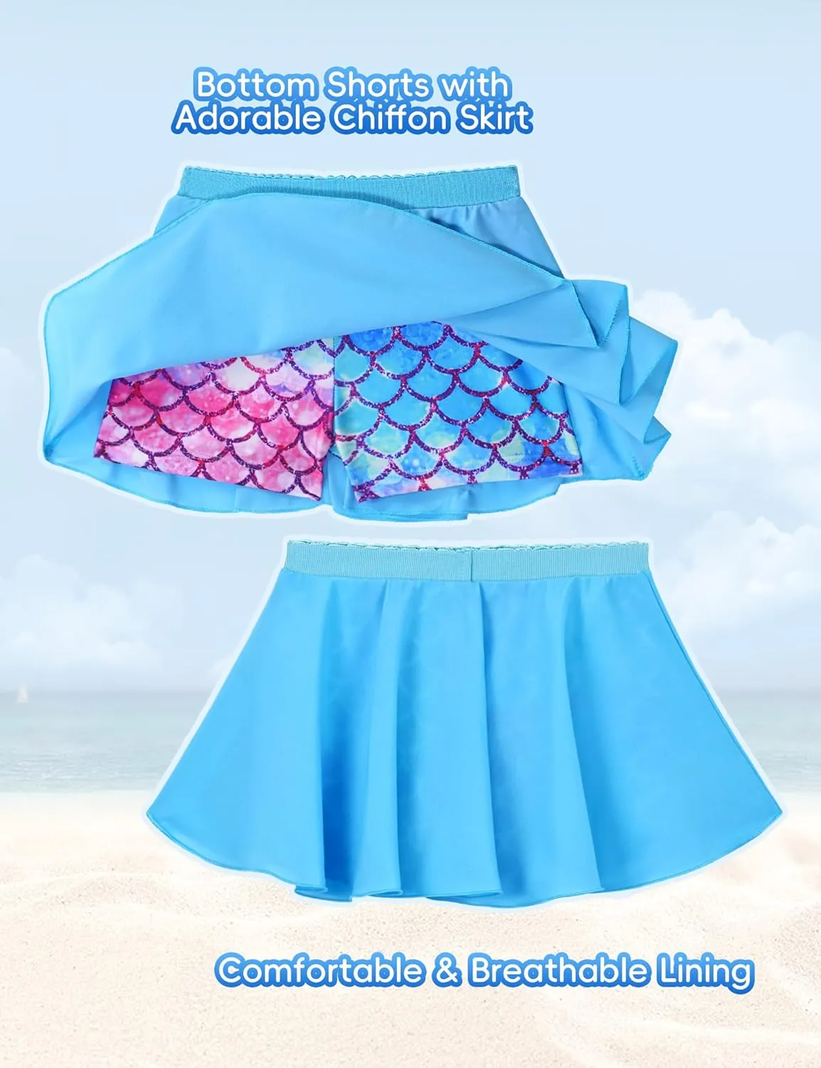 Snowheart Girls Rash Guard Swimsuit Set Long Sleeve Bathing Suit Two Piece 3-12 Years