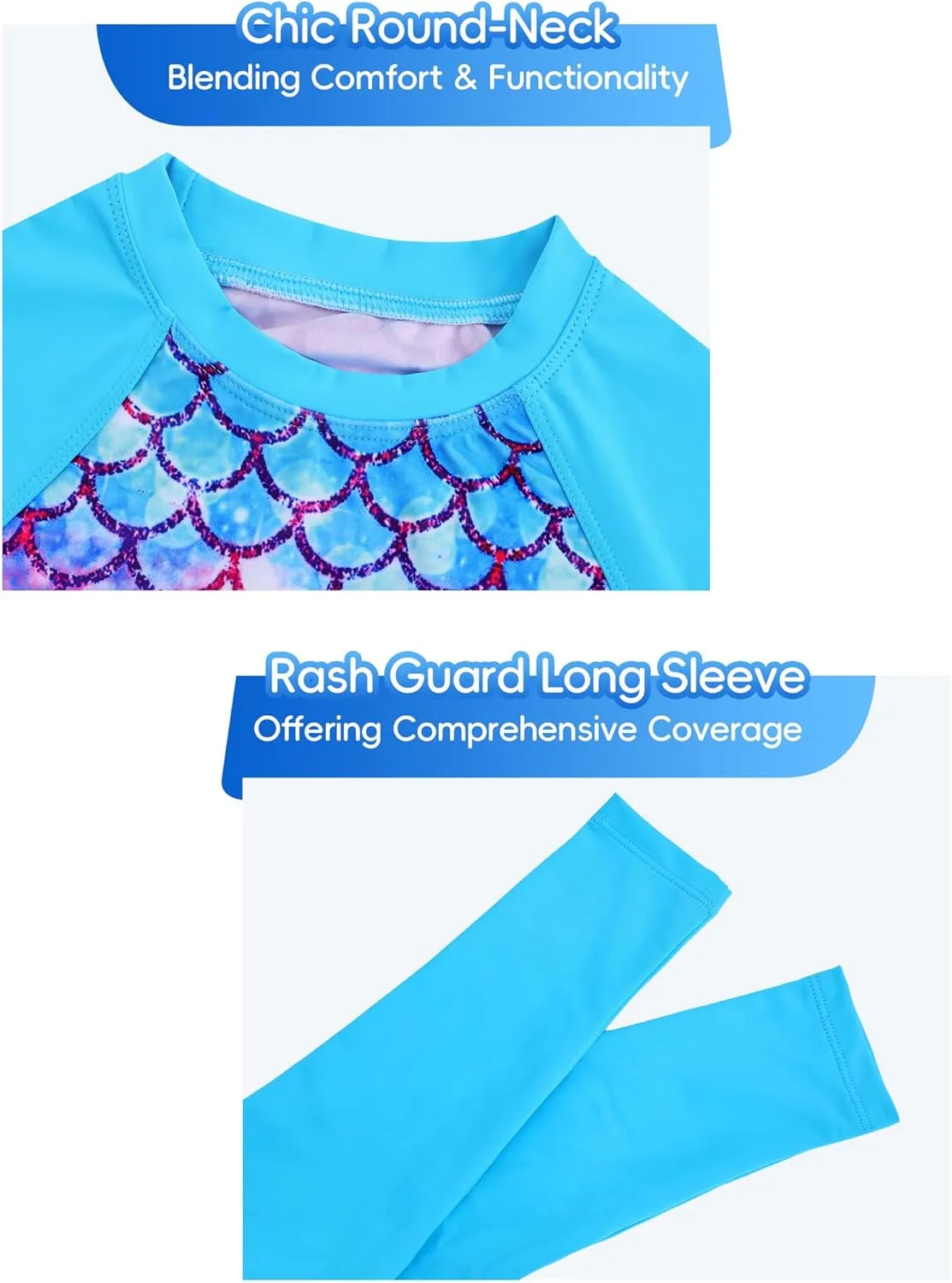 Snowheart Girls Rash Guard Swimsuit Set Long Sleeve Bathing Suit Two Piece 3-12 Years