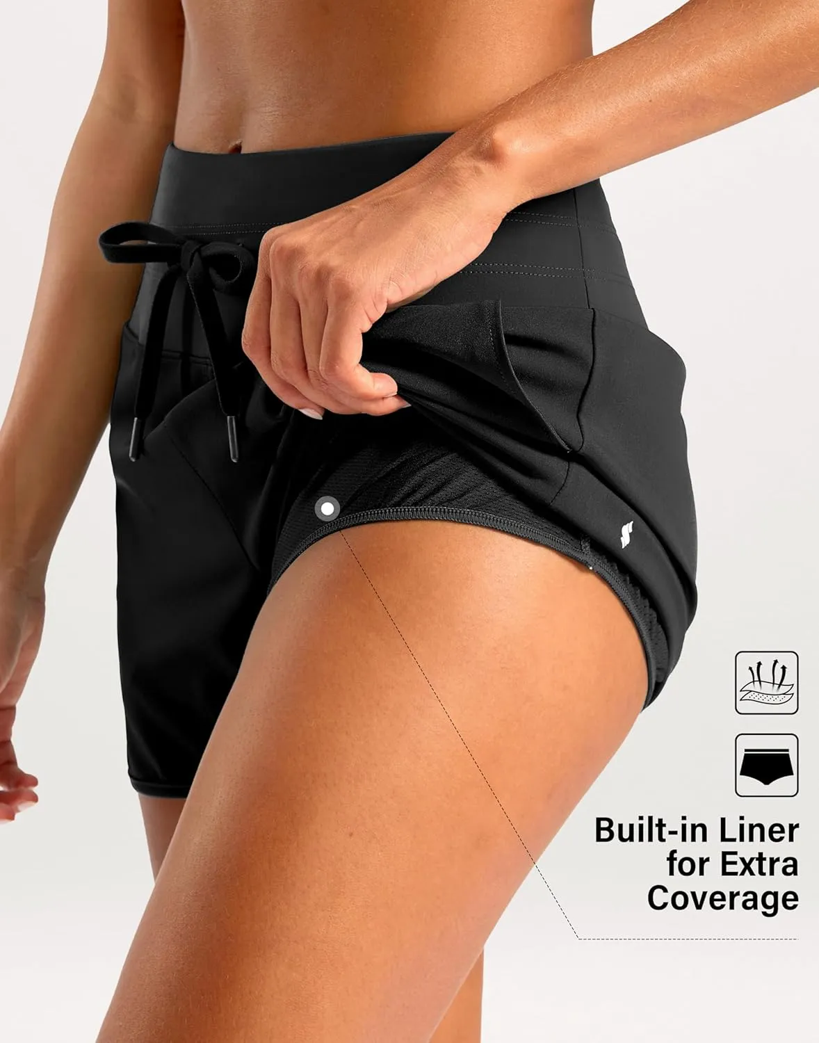 Soothfeel Women's Athletic Running Shorts with Zipper Pockets 3" High Waisted Workout Active Gym Shorts for Women with Liner
