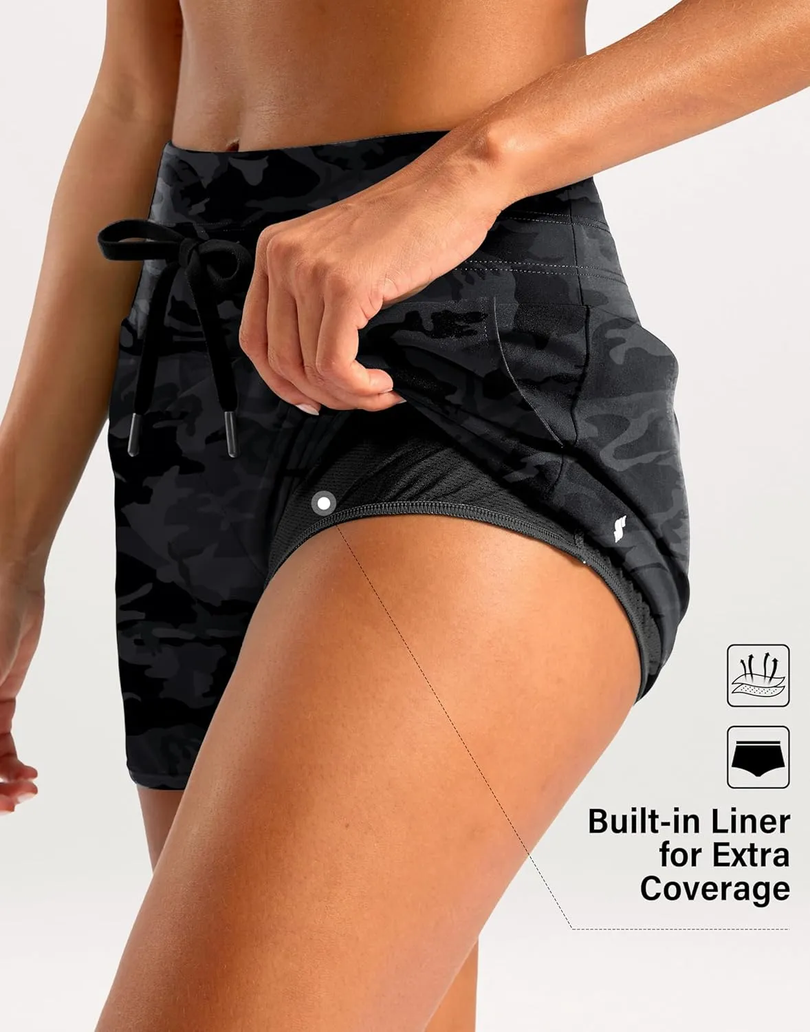 Soothfeel Women's Athletic Running Shorts with Zipper Pockets 3" High Waisted Workout Active Gym Shorts for Women with Liner