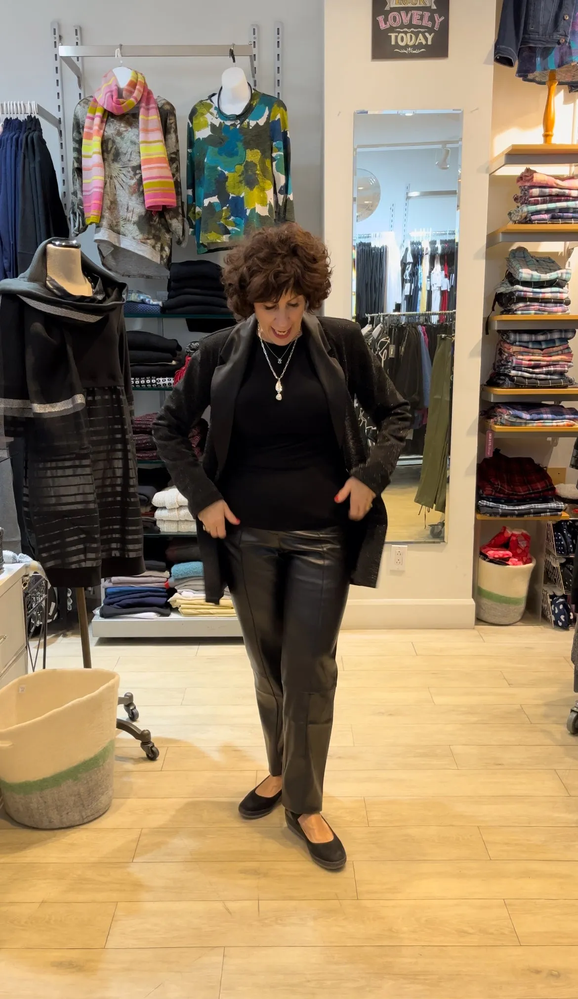 Spanner Sale, 423272 Faux Leather Straight Leg Pant 50% Off Regular Price