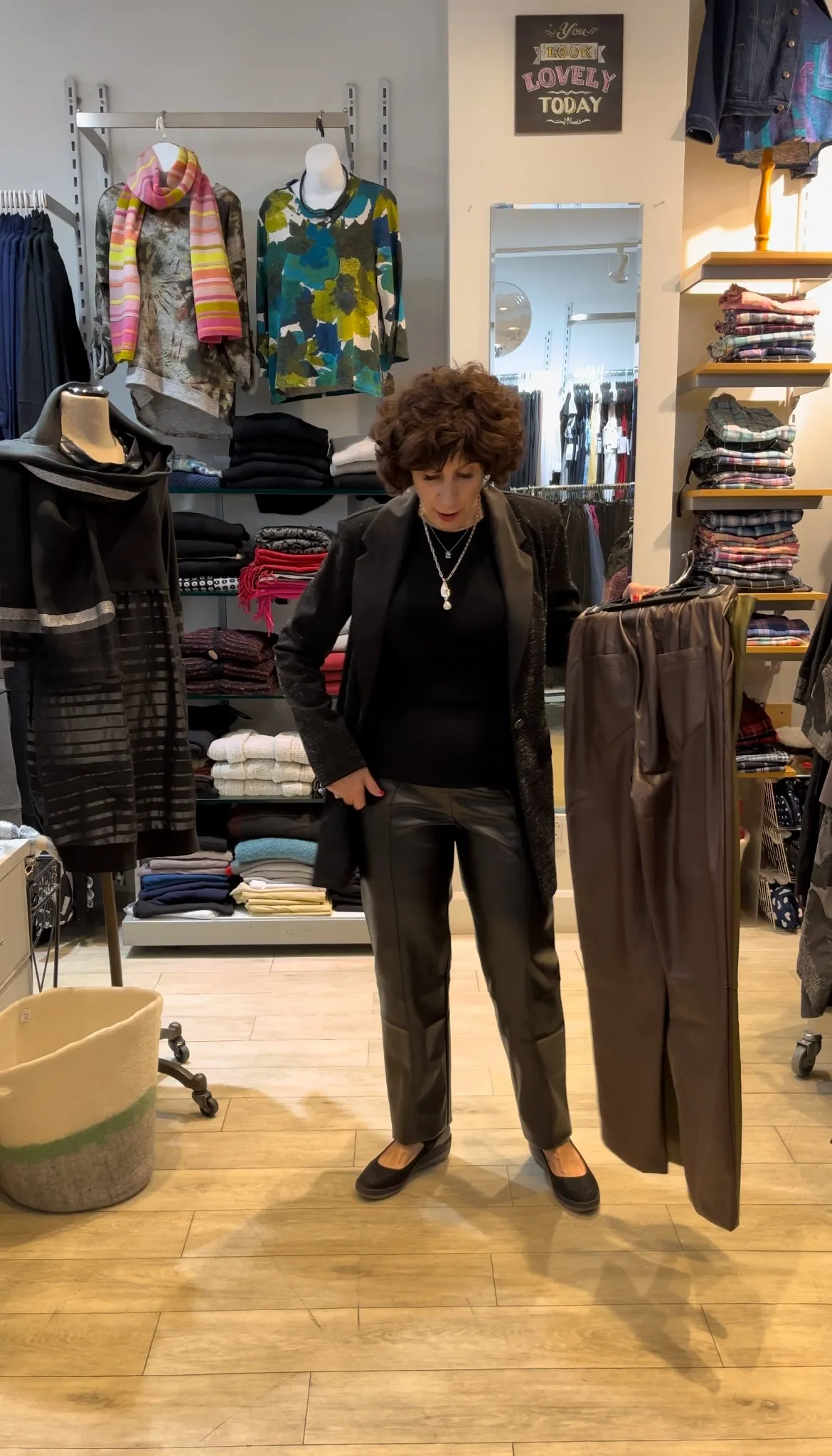 Spanner Sale, 423272 Faux Leather Straight Leg Pant 50% Off Regular Price