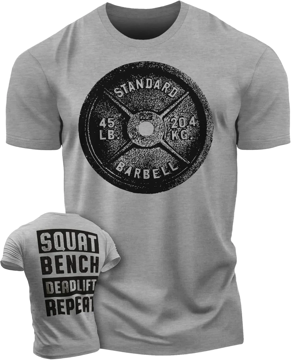 Squat Bench Deadlift Repeat Workout Shirts for Men Weight Plate Gym T-Shirt