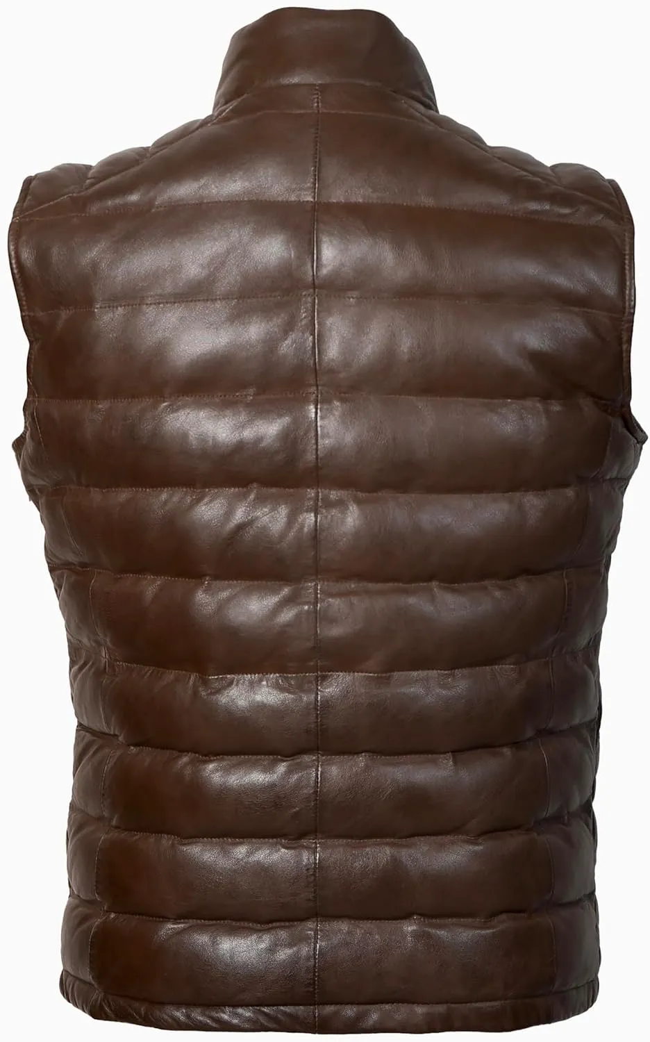 STREGA Puffer Vest Men Real Lambskin Leather Quilted Down Waistcoat Jacket - Outdoor Sleeveless Mens Vests