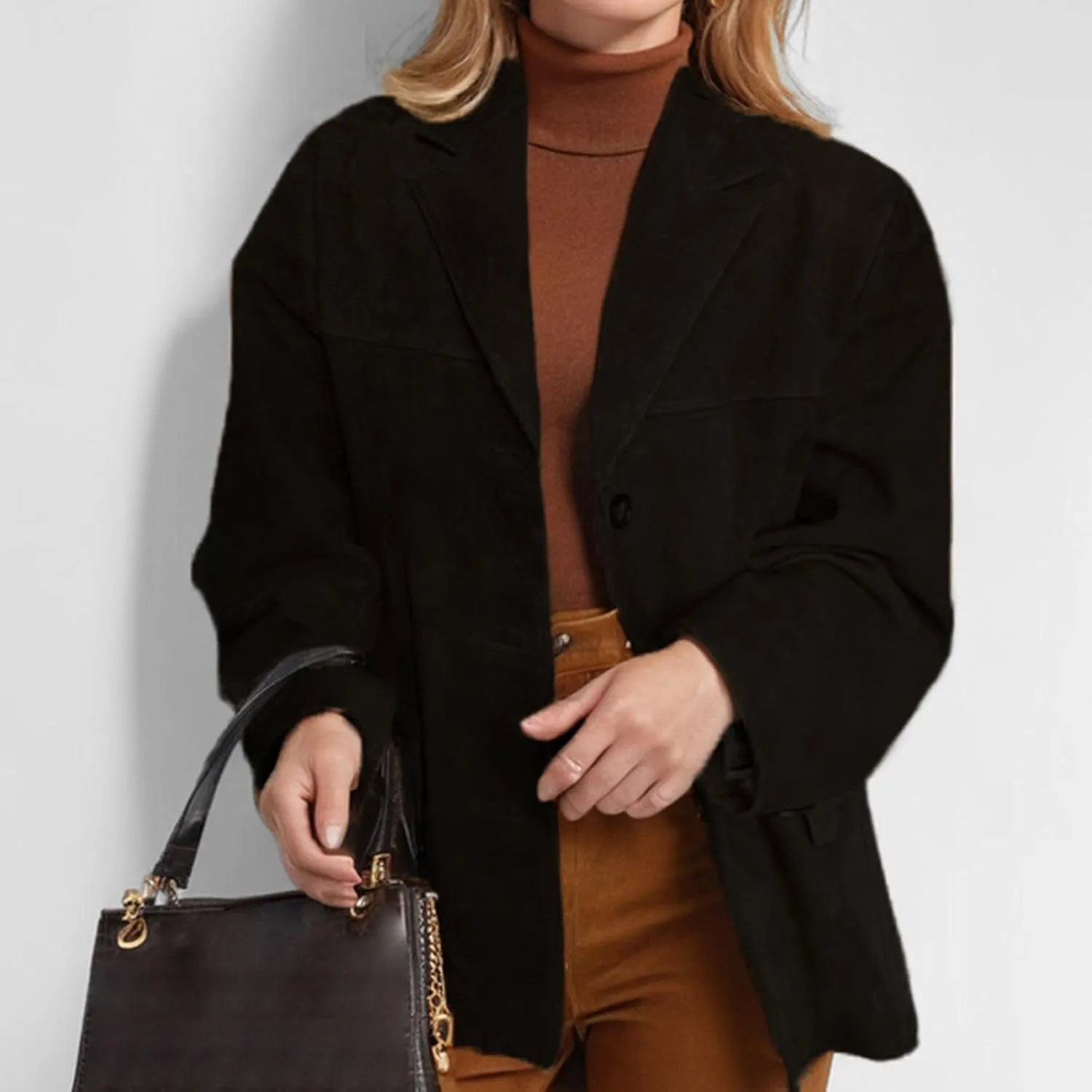 Suede Jackets for Women 2024 Brown Faux Leather Jacket Old Money Aesthetic Suede Blazer Y2K Outerwear Winter Coat