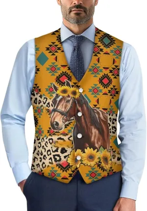 Suit Vest for Men Big and Tall V-Neck Formal Vest Slim Fit Button Waistcoat Vests