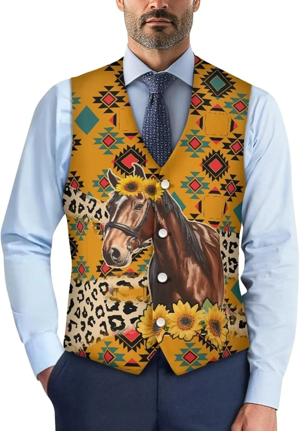 Suit Vest for Men Big and Tall V-Neck Formal Vest Slim Fit Button Waistcoat Vests