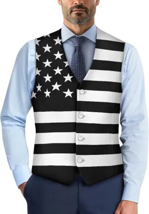 Suit Vest for Men Big and Tall V-Neck Formal Vest Slim Fit Button Waistcoat Vests