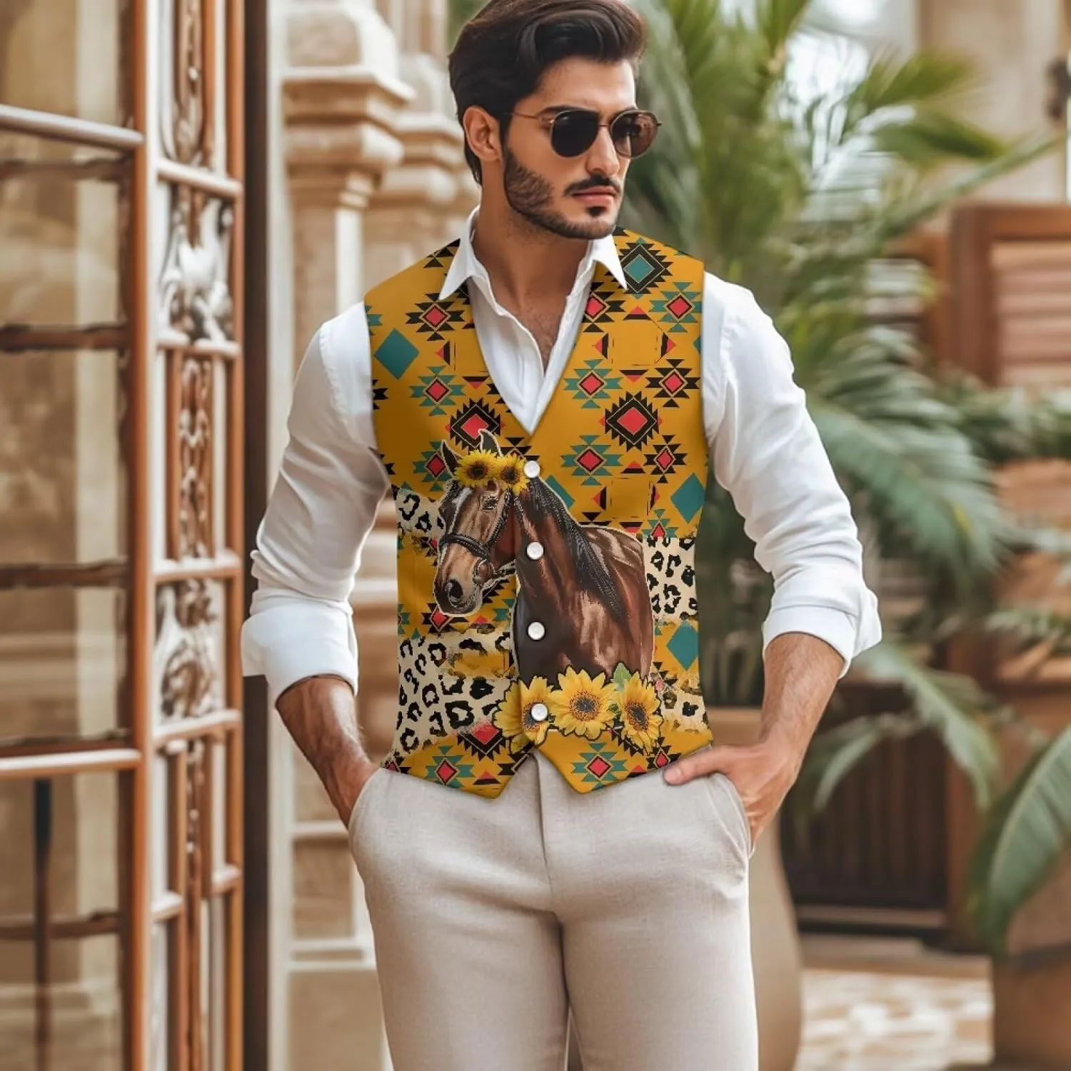 Suit Vest for Men Big and Tall V-Neck Formal Vest Slim Fit Button Waistcoat Vests