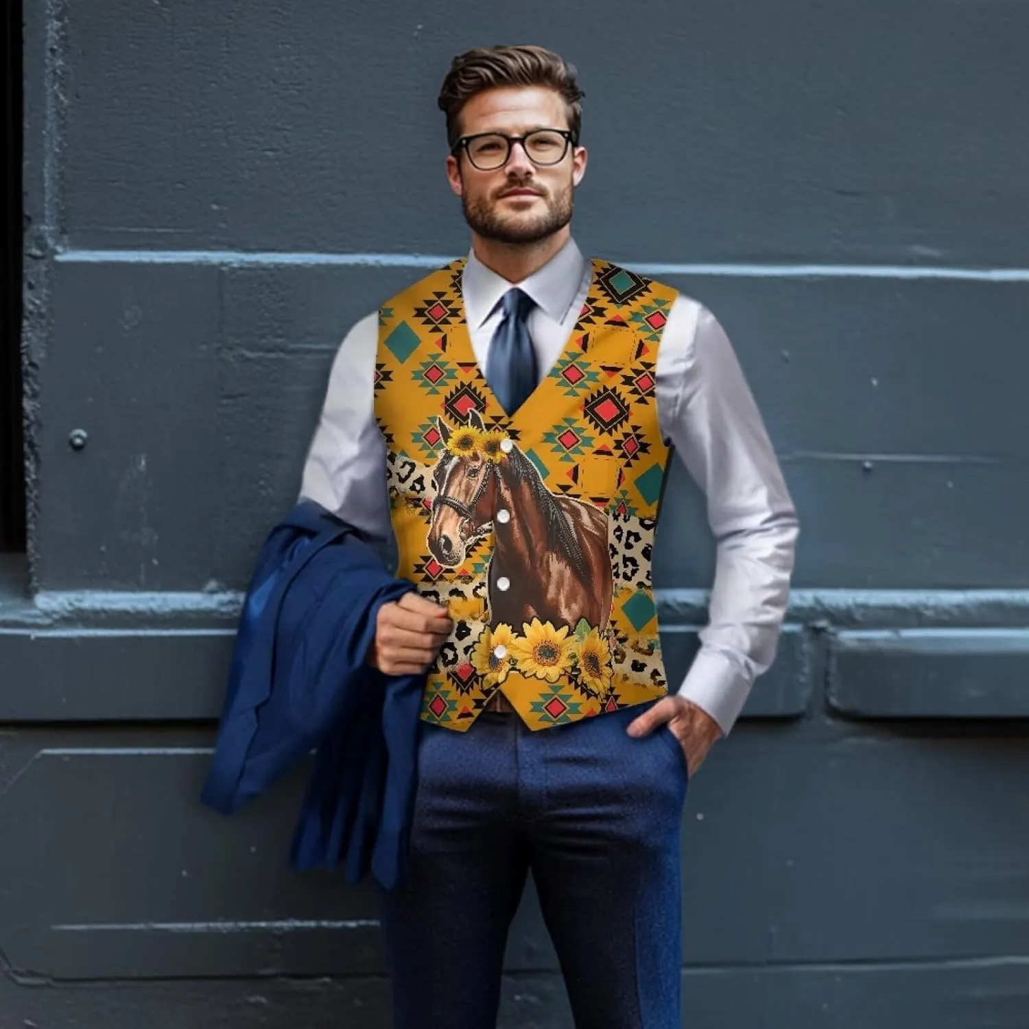 Suit Vest for Men Big and Tall V-Neck Formal Vest Slim Fit Button Waistcoat Vests