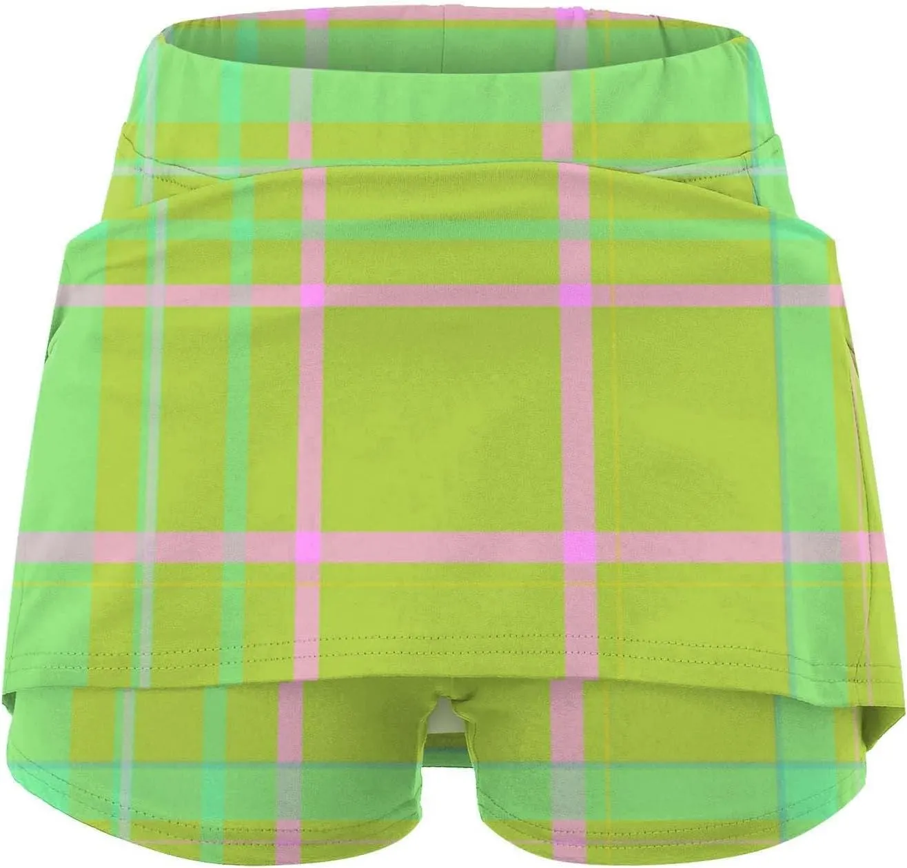 Summer Mini Tennis Skirts Women Plus Size 2024 Tight Skinny Golf Skorts Plaid Print Tummy Control Culottes Shorts Underneath
