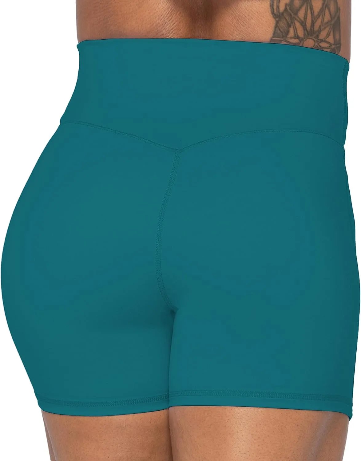 Sunzel Crossover Biker Shorts for Women, No Front Seam V High Waist Yoga Workout Gym Shorts with Tummy Control