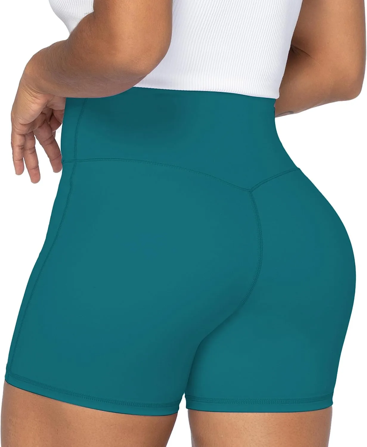 Sunzel Crossover Biker Shorts for Women, No Front Seam V High Waist Yoga Workout Gym Shorts with Tummy Control