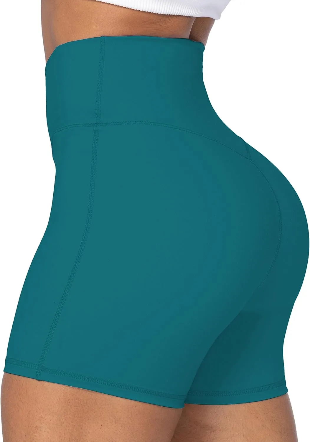 Sunzel Crossover Biker Shorts for Women, No Front Seam V High Waist Yoga Workout Gym Shorts with Tummy Control