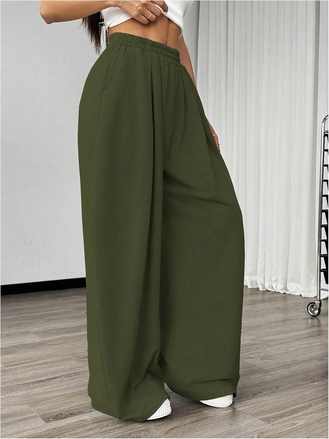 SweatyRocks Women's Wide Leg Pants Elastic High Waist Loose Athletic Sweatpants with Pockets