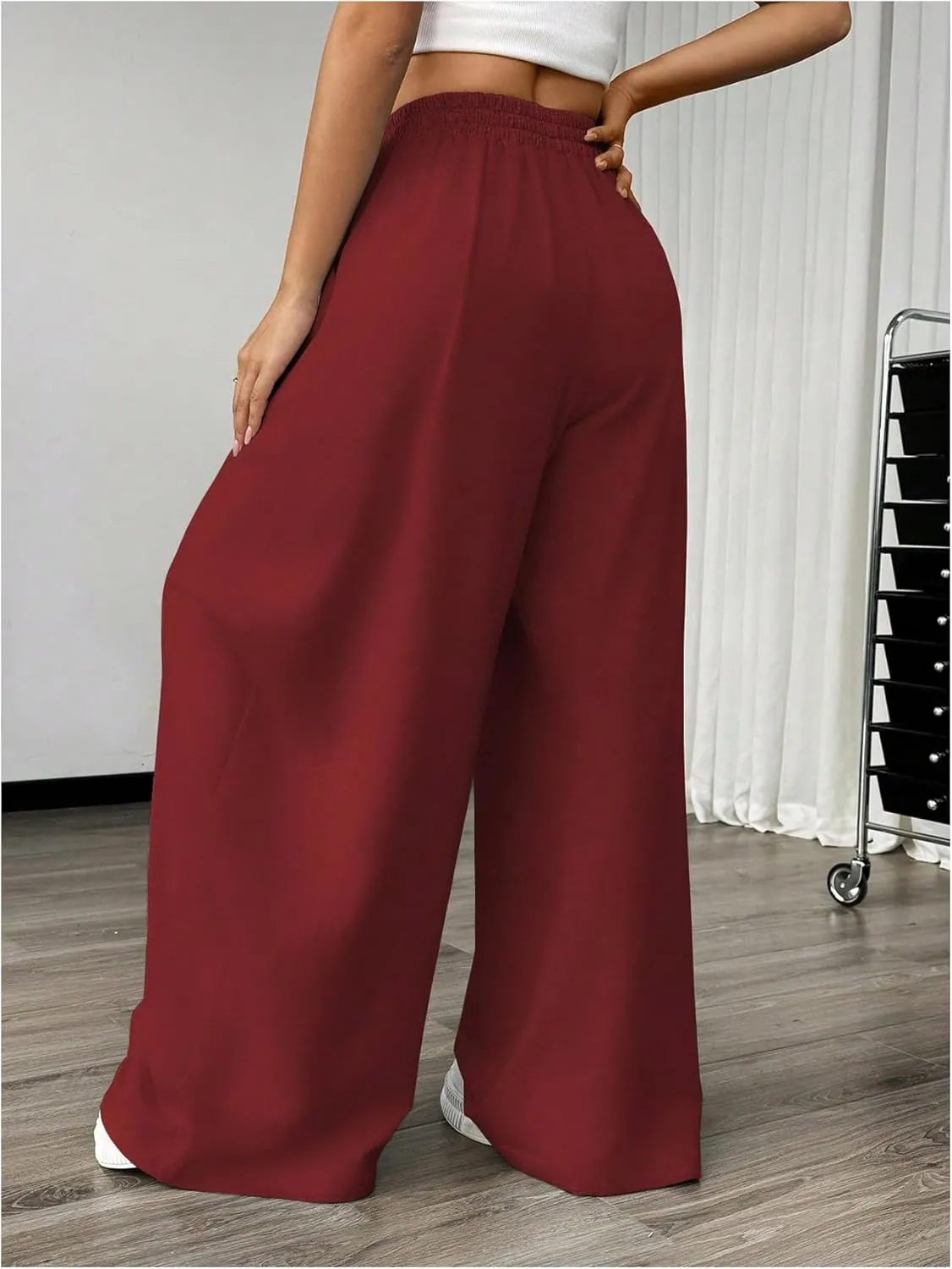 SweatyRocks Women's Wide Leg Pants Elastic High Waist Loose Athletic Sweatpants with Pockets