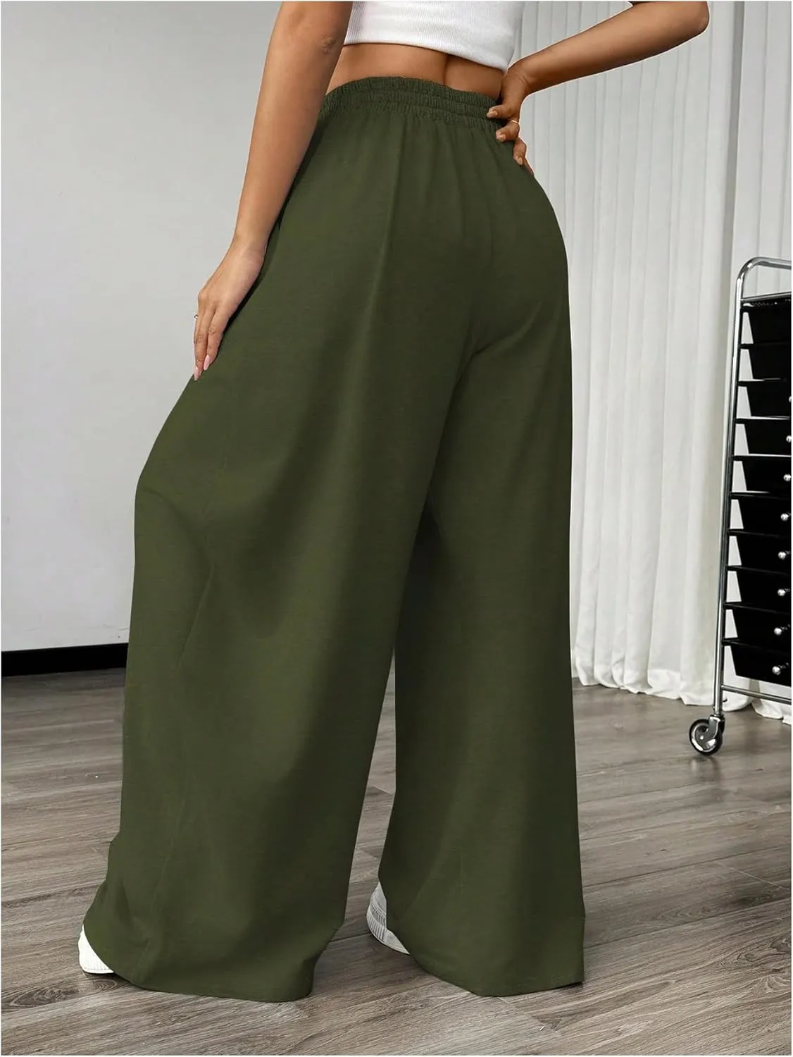SweatyRocks Women's Wide Leg Pants Elastic High Waist Loose Athletic Sweatpants with Pockets