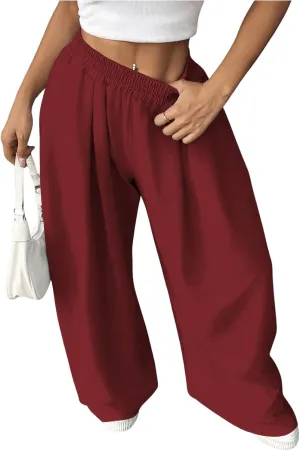 SweatyRocks Women's Wide Leg Pants Elastic High Waist Loose Athletic Sweatpants with Pockets