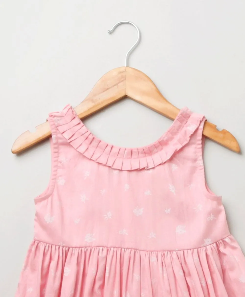Sweetlime by AS Cotton Floral Printed A Line Dress - Baby Pink