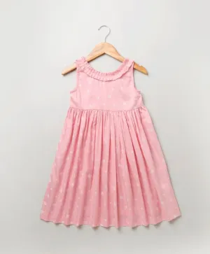 Sweetlime by AS Cotton Floral Printed A Line Dress - Baby Pink