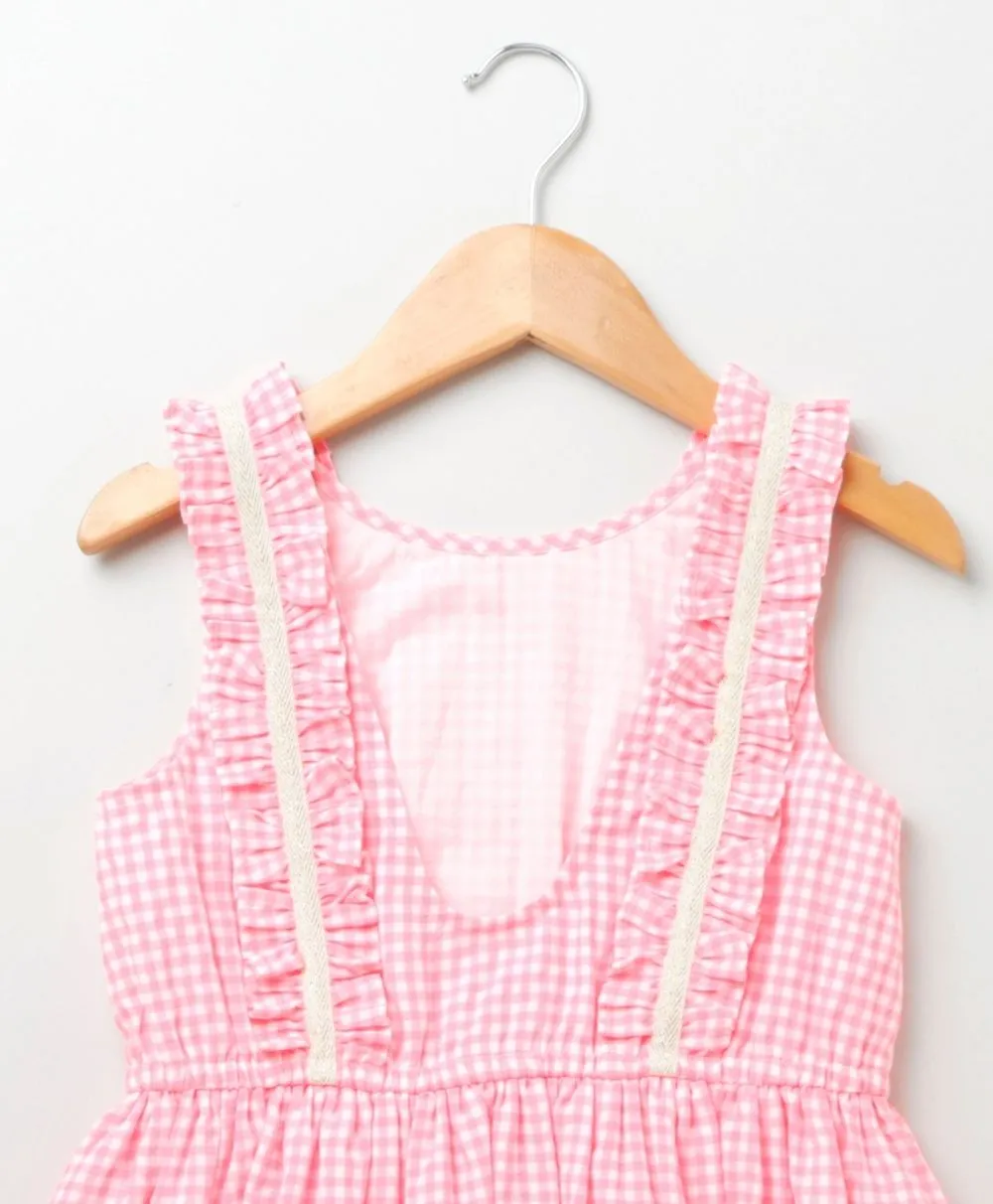 Sweetlime by AS Round Neck, Sleeveless & Lace Detailing Dress - Neon Pink