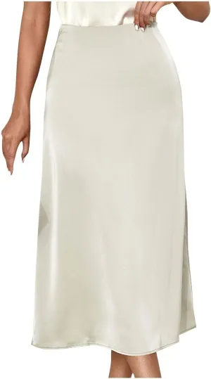 TANGNADE Women Skirts Midi Length High Waist Trendy Dressy Summer Work Office A Line Skirt Business Casual Outfits