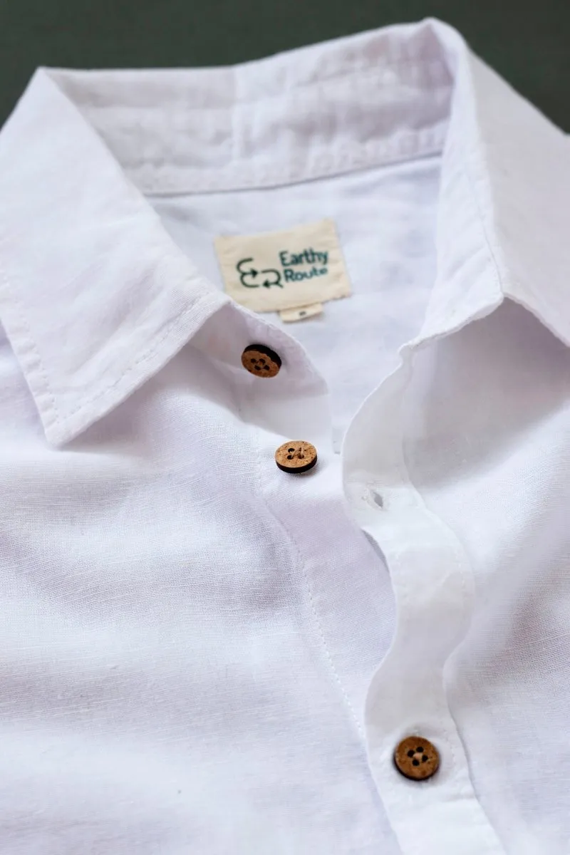 TENCEL Lyocell-Linen Half Sleeve Shirt in Snow White