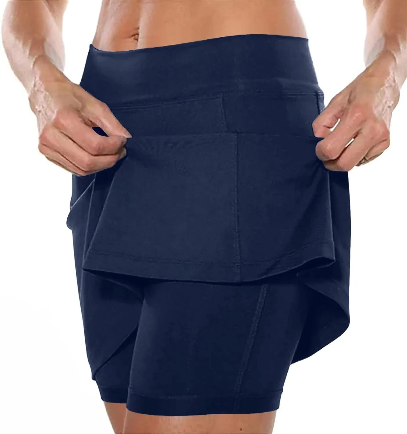 Tennis Skirts for Women Solid Mini Skirt Tummy Control Golf Skirts with Shorts Athletic Skorts Elastic Yoga Culottes