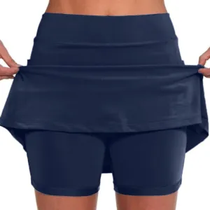 Tennis Skirts for Women Solid Mini Skirt Tummy Control Golf Skirts with Shorts Athletic Skorts Elastic Yoga Culottes
