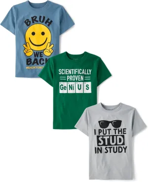 The Children's Place Boys' School Days Short Sleeve Graphic T-Shirts, Multipack