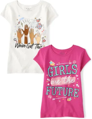 The Children's Place Girls' School Days Short Sleeve Graphic T-Shirts, Multipack