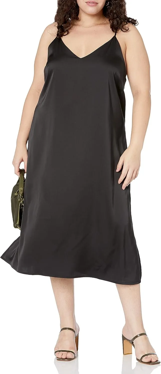 The Drop Women's Ana Silky V-Neck Midi Slip Dress