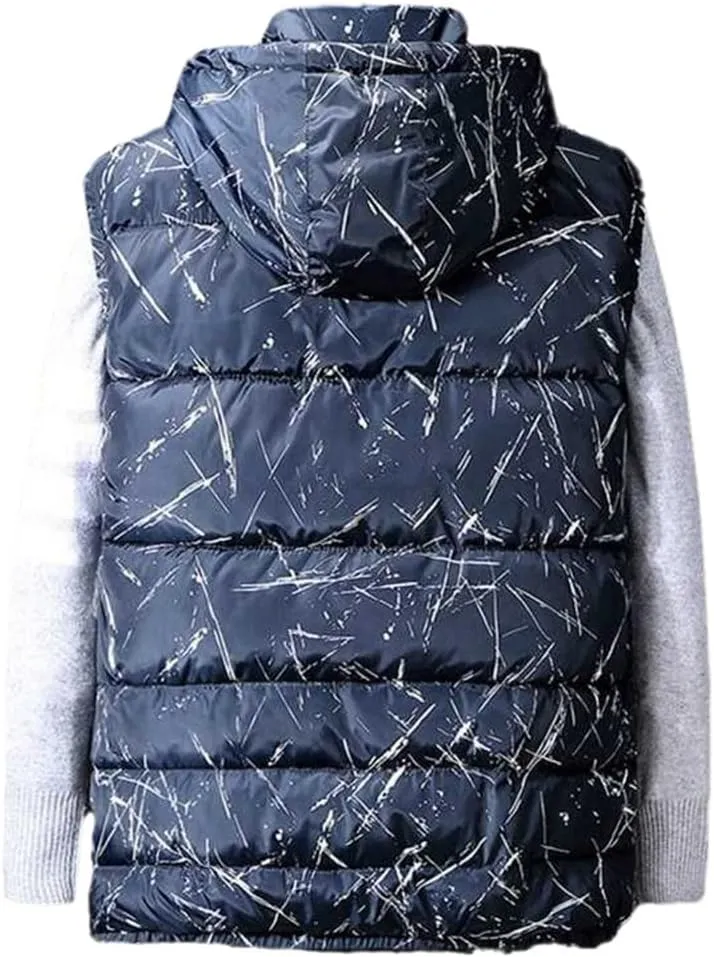 Thick Warm Winter Men Vests Geometric Outwear Cotton-Padded Out Door Waistcoat Plus Size