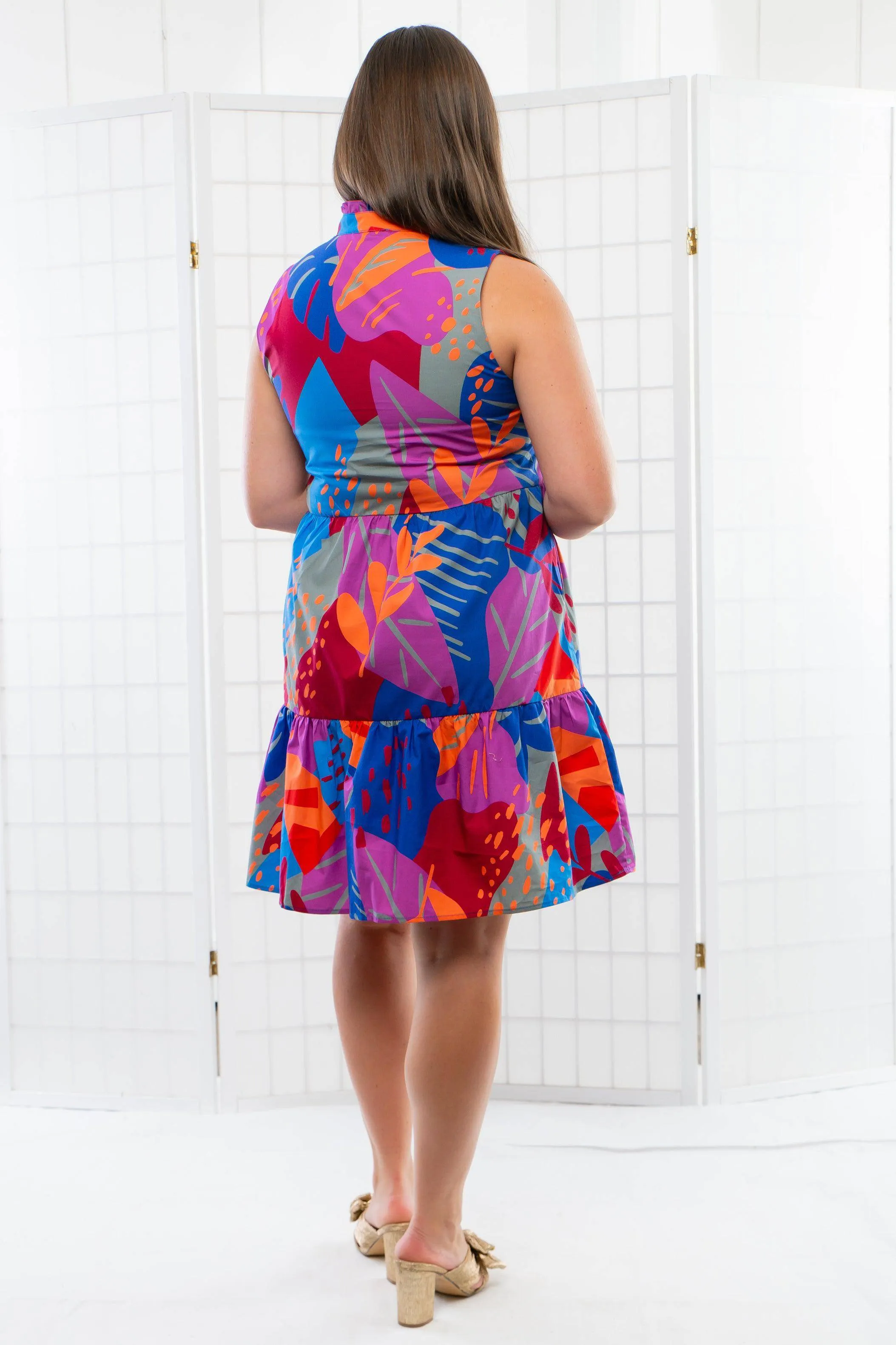 THML Jude Blue Patterned Sleeveless Midi Dress