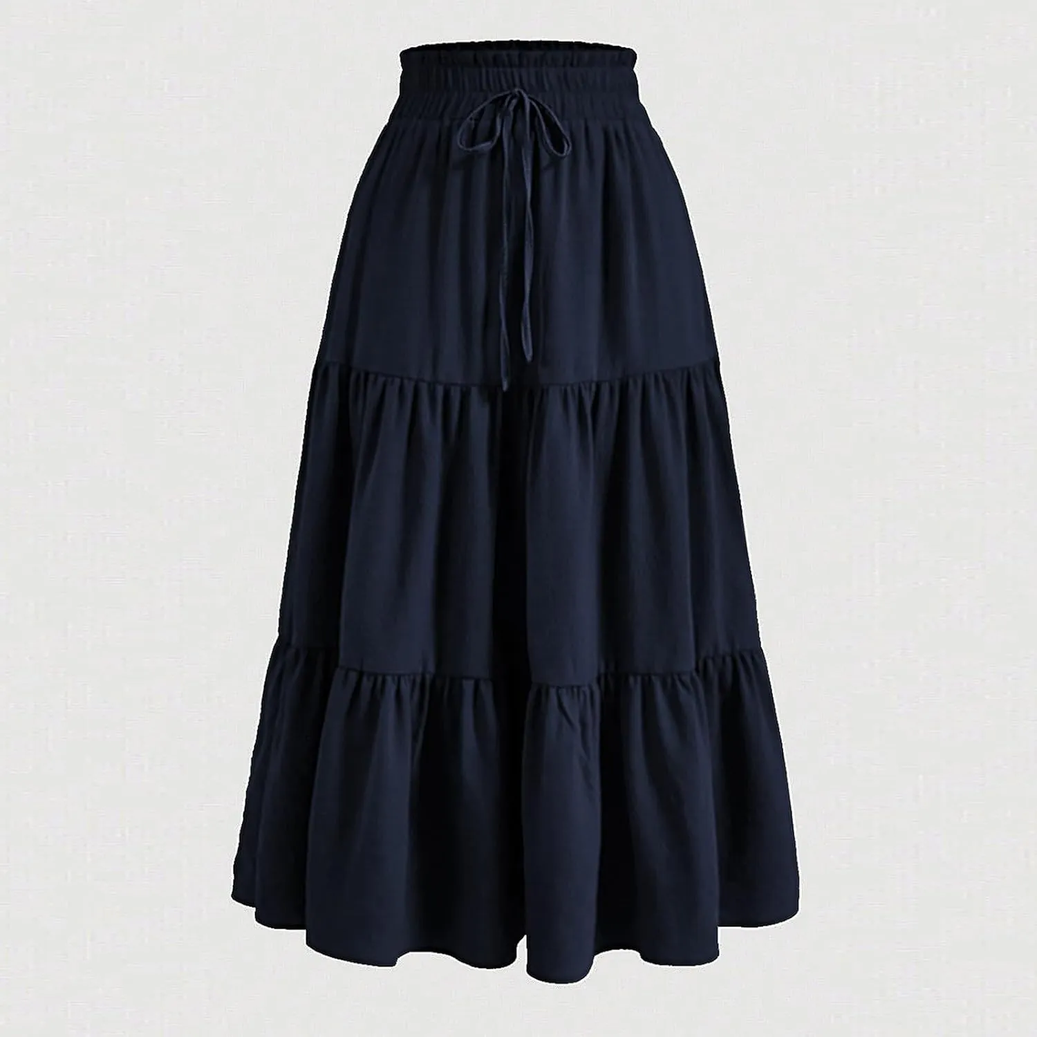 Tiered Maxi Skirts for Women Comfy Ruffle Hem Flowy Swing Long Skorts Elastic High Waisted Summer Cover Ups
