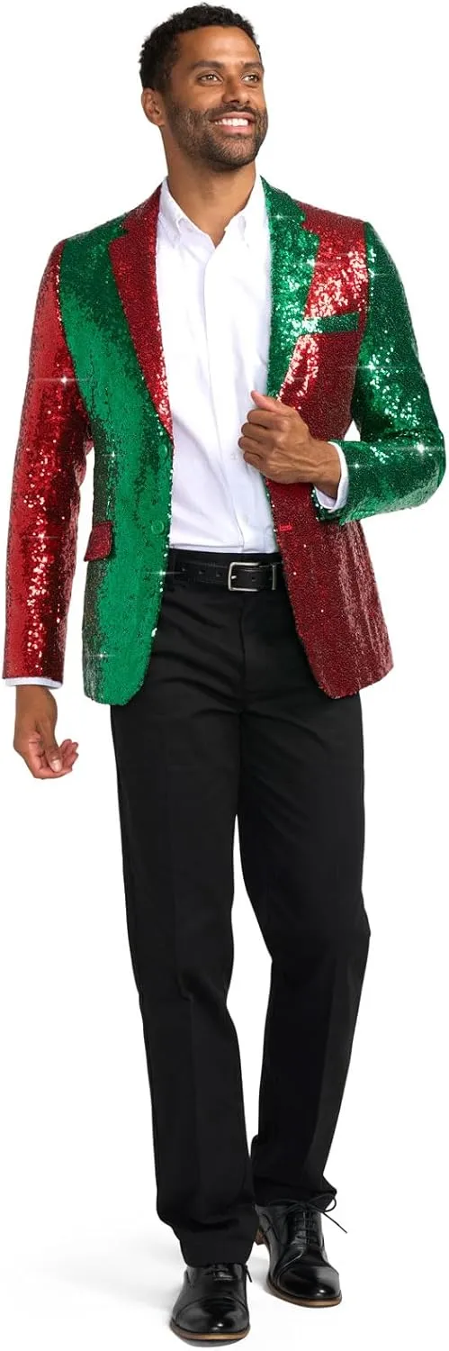 Tipsy Elves Men's Colorful Allover Sequin Blazers - Shiny Holiday New Years Ever Jackets