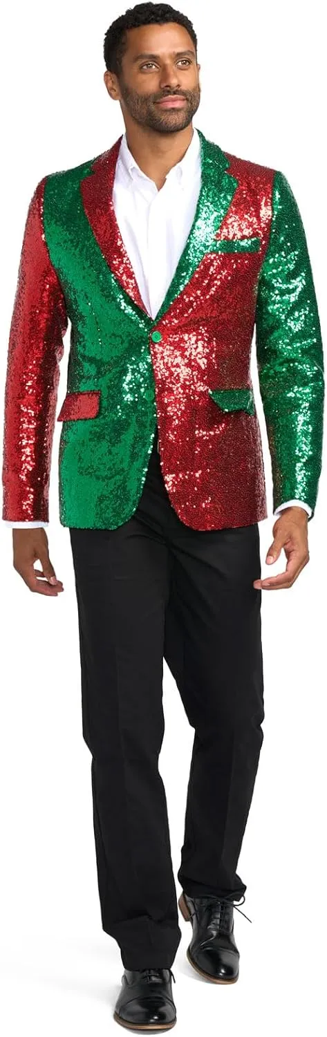 Tipsy Elves Men's Colorful Allover Sequin Blazers - Shiny Holiday New Years Ever Jackets