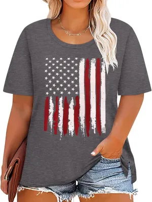 TIYOMI Plus Size Distressed Oversized T-Shirts Short Sleeve Tops for Women Crewneck Shirts XL-5XL
