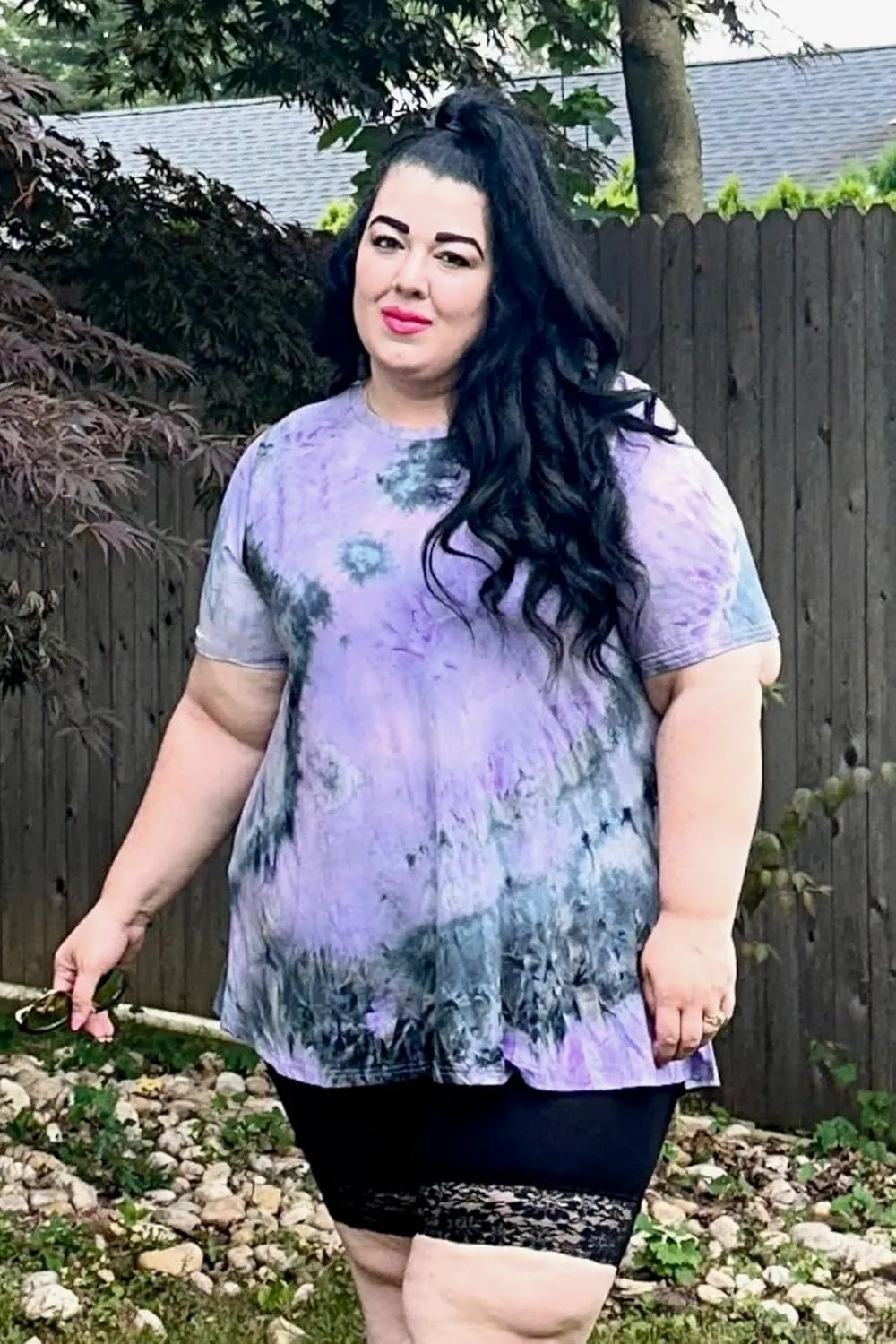 TIYOMI Plus Size Distressed Oversized T-Shirts Short Sleeve Tops for Women Crewneck Shirts XL-5XL