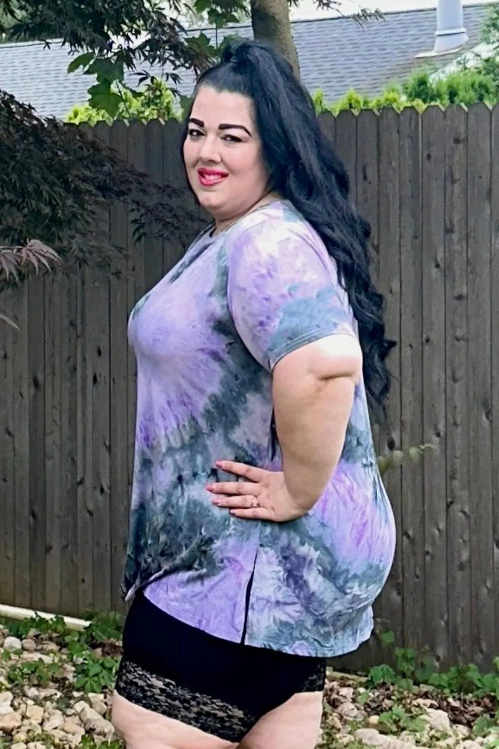 TIYOMI Plus Size Distressed Oversized T-Shirts Short Sleeve Tops for Women Crewneck Shirts XL-5XL
